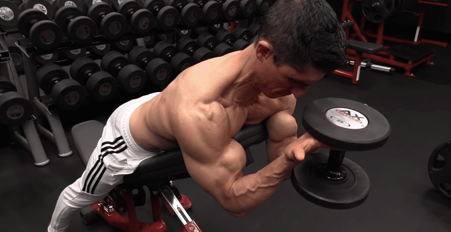 Eccentric Single Dumbbell Two-Arm Curl